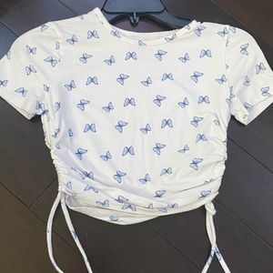 hollister crop top blue butterfly’s